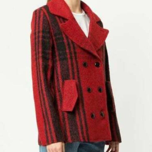 NWT FRAME Buffalo Check Peacoat sz Small